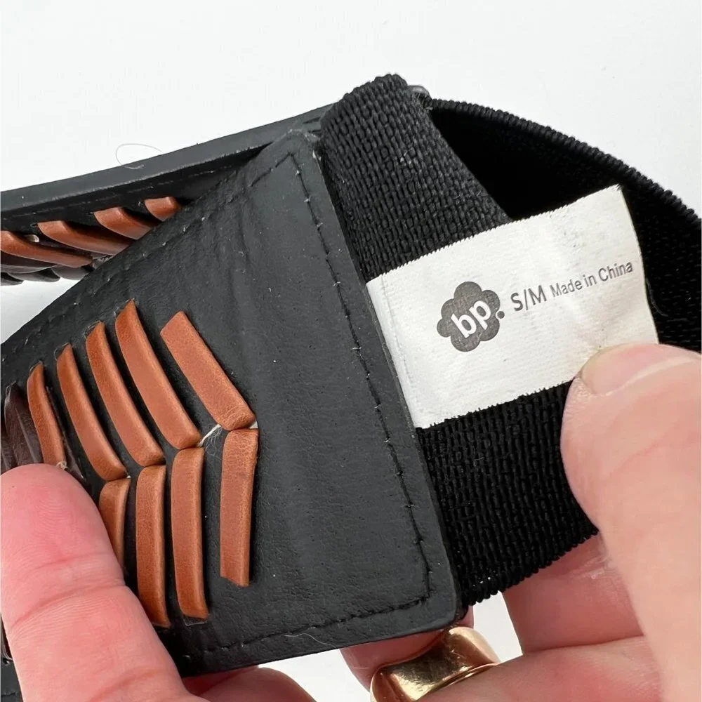 BP Brass Plum Vintage Woven‎ Leatherette Belt Size S/M